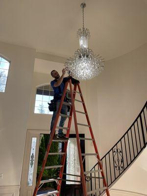 Chandelier installation