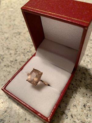 Repaired antique ring (rose gold w/ tourmaline)-- excellent work & price