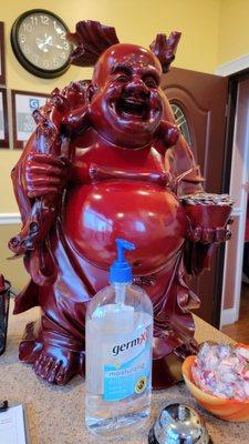 Even Buddha is sanitizing!