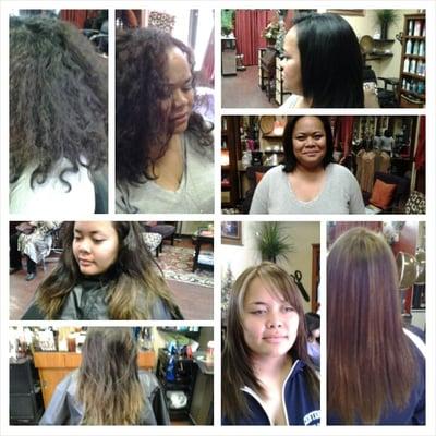 Before and after cut color and brazilian blowout