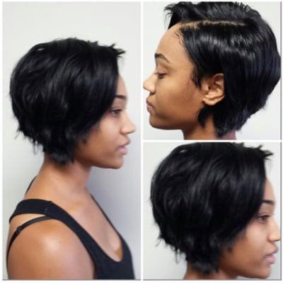 Full head Sew in, Razor cut, and style