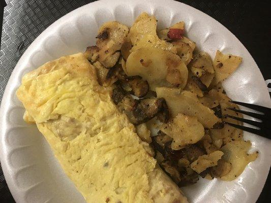 Ham n Cheese omelette w Home Fries at Cafe.