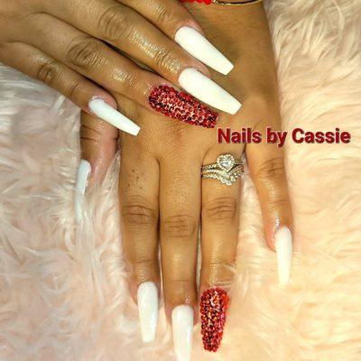 White with red rhinestones by Cassie