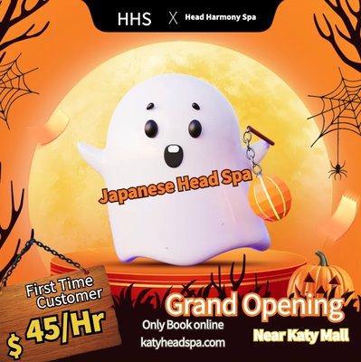 Grand Opening Special 
Japanese Head Spa
$45/hr for First-Time Customers (Regular Price: $85). 60 minutes

Offer valid only for online