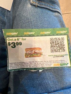 Coupon sent to my house