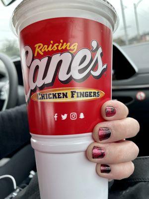 Large drink modeled with my fresh Color Street nail strips . (Hit me up they are amazing!)