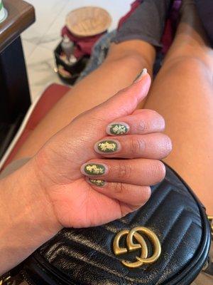 Acrylic gel manicure with beautiful design by Ruby!