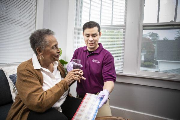 With help from a HomeInstead Aide, staying on top of medications is routine.