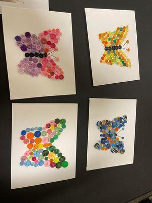 Resident art project! Spring time butterflies made out of buttons!