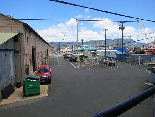 View from the entrance of Pier 21 Lunchroom, looking Mauka (former SuperFerry terminal to the right)