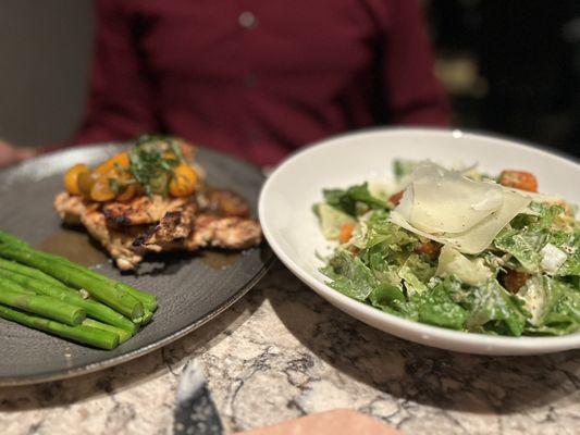 Chicken with side salad