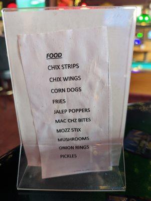 Food menu.