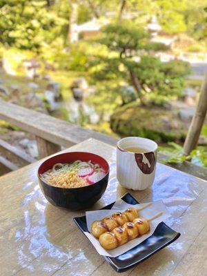 udon, mitarashi dango, genmaicha (06/2022)