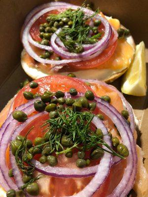 lox sandwich. vibrant, poppin colors