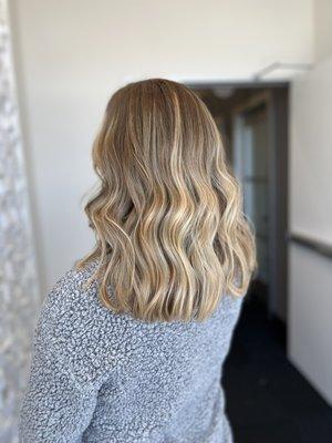 Blonde balayage on natural red head