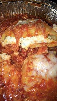 Not the most flattering picture but that's the inside of the stuffed shells. They were very fresh with lots of cheese!