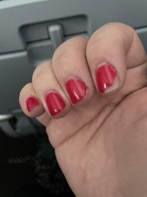 Gel mani - chipping/lifting on 4/5 fingers.