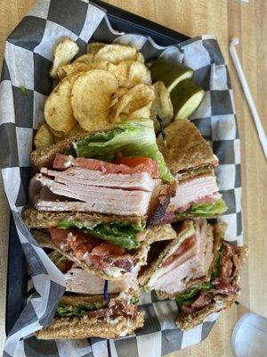 Homemade sliced turkey, not lunch meat, on wheat