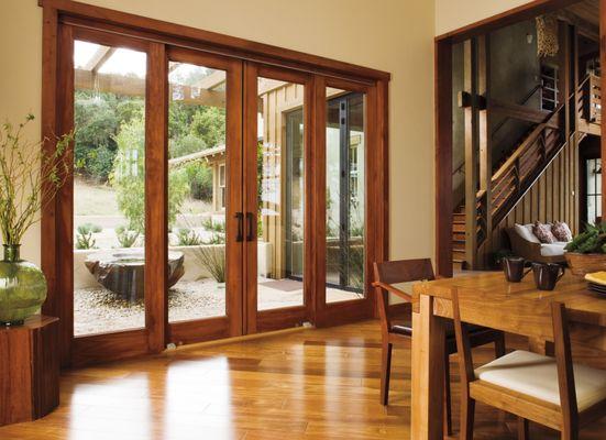 Wood sliding patio door