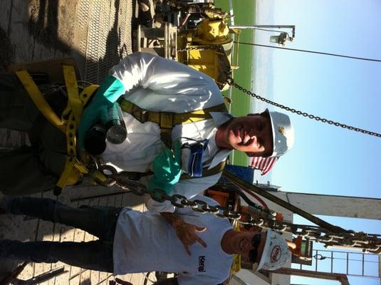 No matter the weather, height, or unusual circumstances. The job gets done. Bee swarm removal at the top of an oil rig.