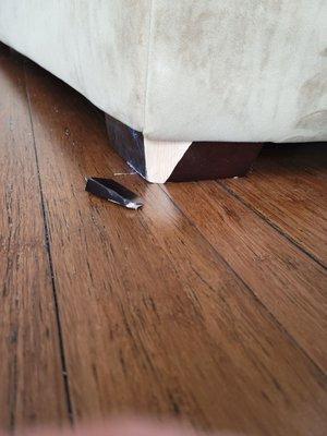 Huge chunk of wood smashed off couch leg