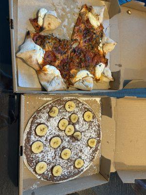 Star pizza and Nutella with bananas added for dessert