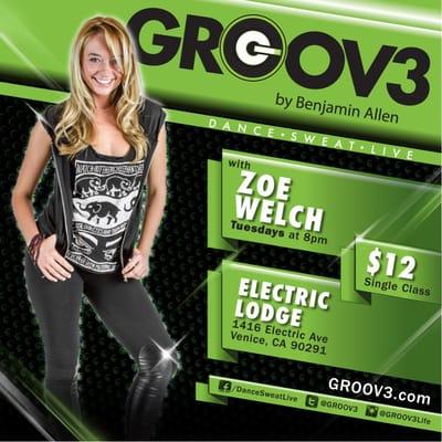 GROOV3 is every Tuesday at 8PM at Electric Lodge! This hip hop class is perfect for ALL levels...get ready to smile and SWEAT!!