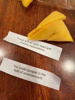 Great food with a fortune cookie