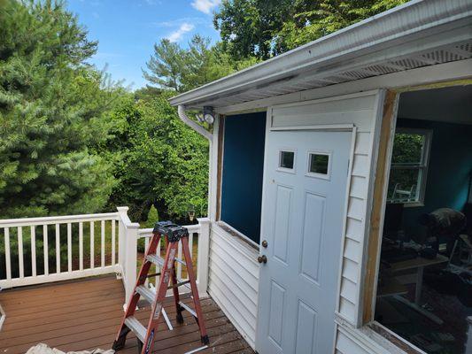 Work in progress on porch entry.