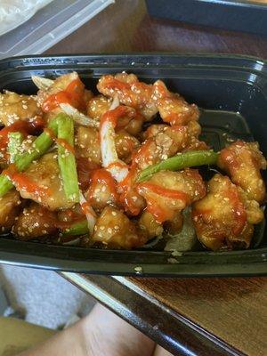 Honey Sesame chicken that I added siracha to