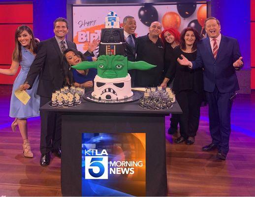 Celebrating Chris Schauble's 50th Birthday The KTLA5 Anchor with Roobina's Cake