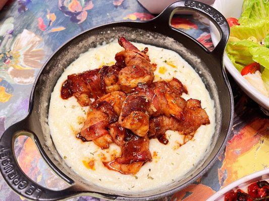 Bacon Wrapped Shrimp Grits (Mexican Prawns)