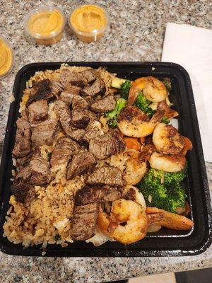 Filet mignon and shrimp