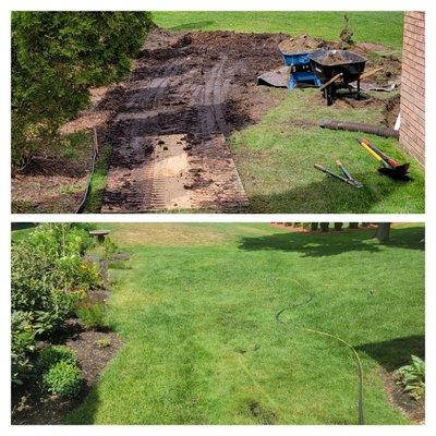 Sod installation  Flower bed installation