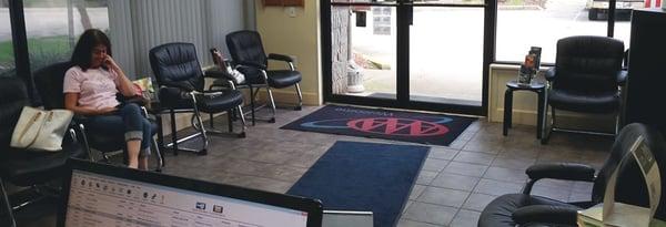 Hang out in the waiting room while your vehicle is getting an oil change, brake repair, wheel alignment, or any other repair.