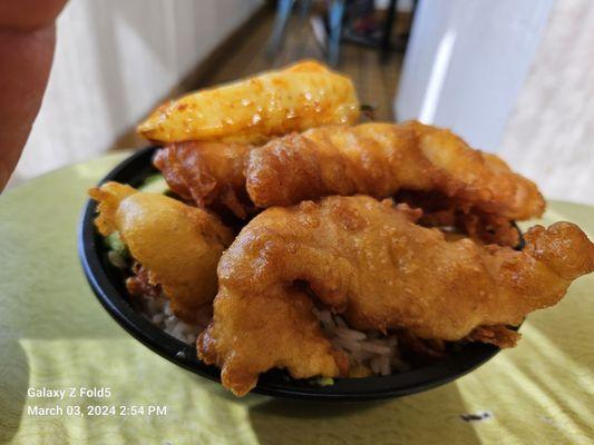 Baja bowl (fried fish and shrimp, but you can get it grilled, too)