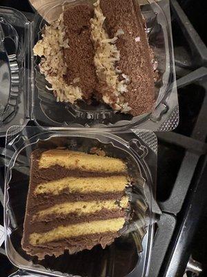 Yellow Cake w/Chocolate Ganache Frosting, German Chocolate Cake