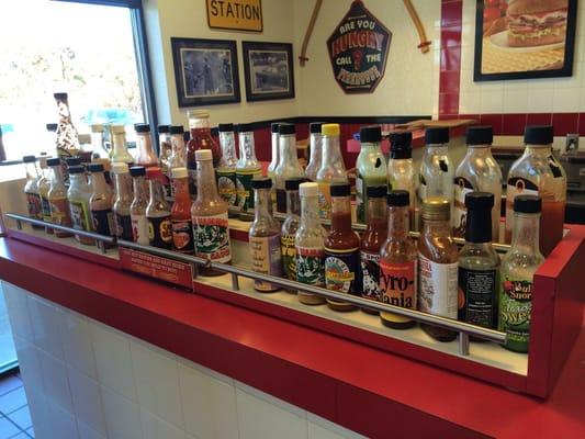 Hot sauce bar... Great selection!