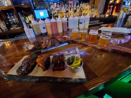 Beer & Bacon Flight + BBQ Burnt Ends