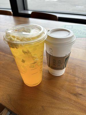 Grande Chai Latte and Venti Pineapple Passionfruit Lemonade Refresher