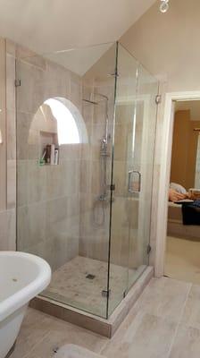 Frameless L Angle 3/8" Glass shower enclosure