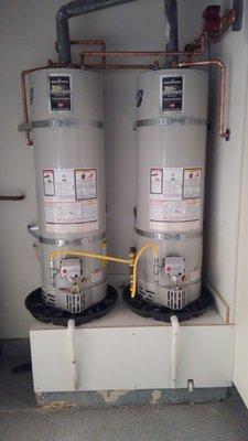 Two Bradford White 40 gallon water heaters for a  custom home in Newport Coast.