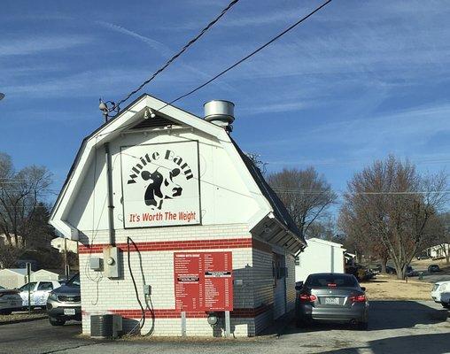 At White Barn you order on the right, then u-turn (tightly) around the building, and pay and pick up your order on the left.