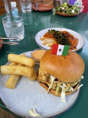 Tempura cauliflower burger with yucca fries - a little greasy because of the choice of starches but certainly a tasty bite