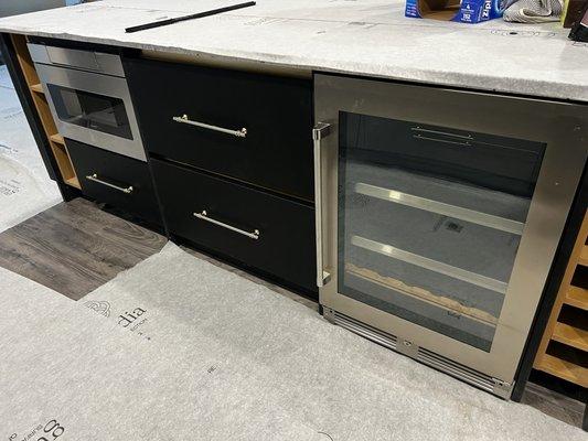 Sharp Microwave Drawer & XO Beverage Fridge in my Island 4-22-2024