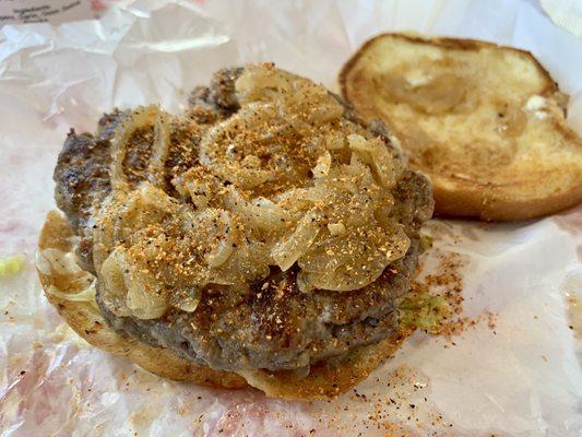 Stuffed quarter pound burger