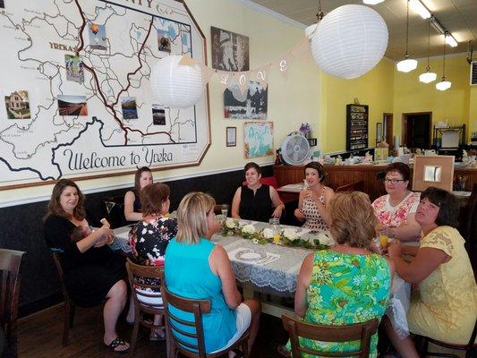 A bridal shower in progress.