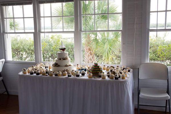 My cake and groom's cake. Cake by publix and chocolate shells on cake by Angel and Phelps.