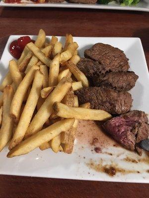 Steak tips with fries.. delicious!