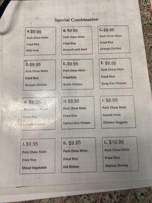 Updated menu with prices 2024